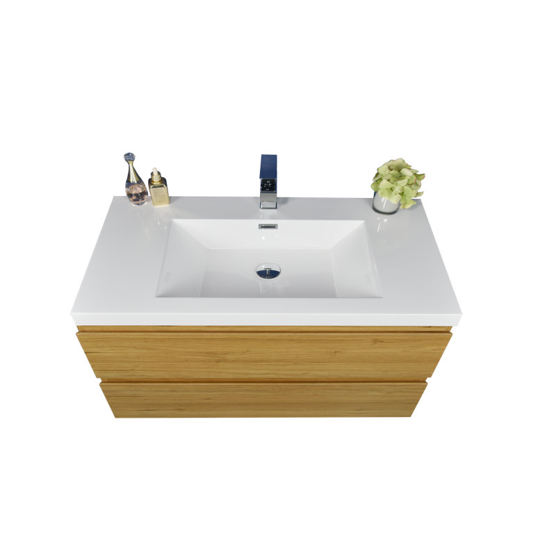 Ensemble de meuble-lavabo simple 41,75 po Curly, Chêne naturel