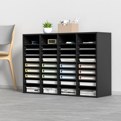 Boîte aux lettres de bureau à 36 compartiments avec tablettes réglables, trieuse de documents en bois