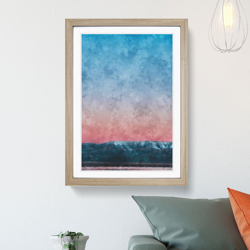 Sunset over the Mountains - Framed Print, 33cm H x 24cm W x 2cm D, Oak Framed