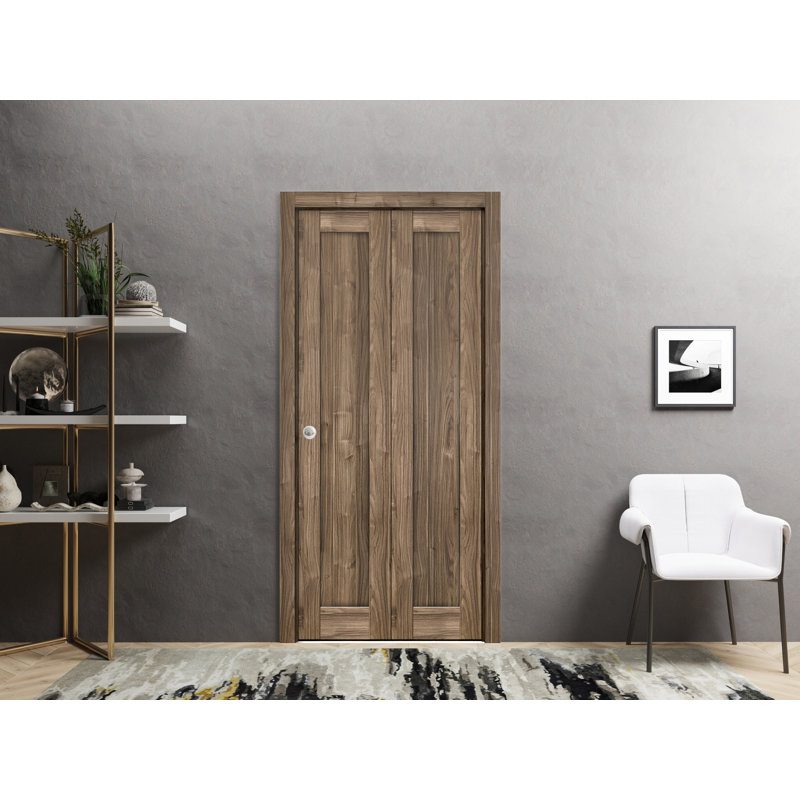 Porte pliante à panneaux en bois Quadro, 48 po x 80 po, Noyer