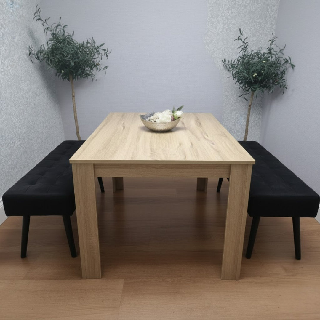 Portland 2 Seater Velvet Dining Bench Set - Black - Image 3