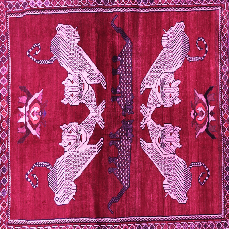 Tapis rose tissé à la machine, Carré 5 pi