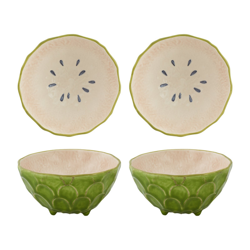 Tropical Fruits Earthenware Dessert Bowl