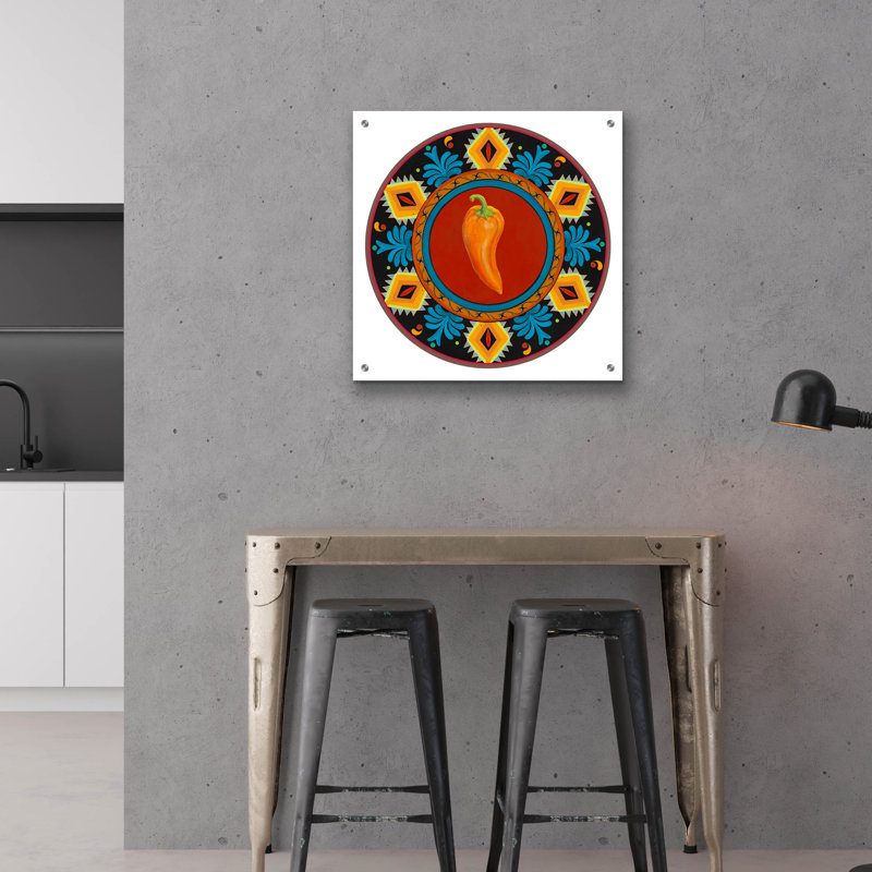  «Talavera Tex-mex 2» par Art Licensing Studio, art mural en verre acrylique, 24 po x 24 po, H 24 po x l 24 po