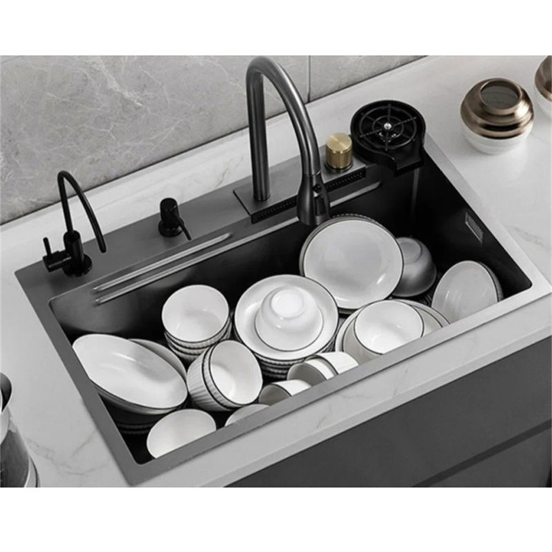 Évier de cuisine encastré en acier inoxydable 26,7 po L 26,7 po
