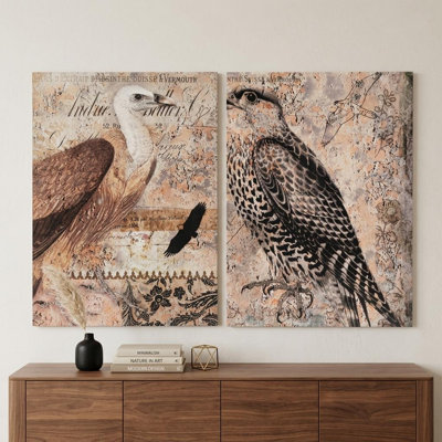 Set of Two Brown Wood Framed Art