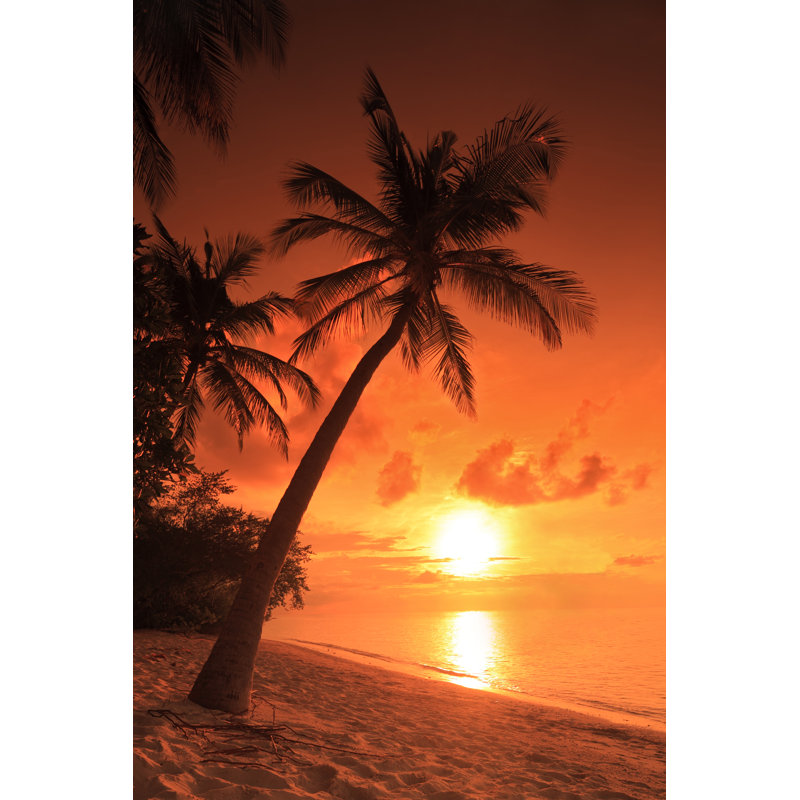 Beach Scene With Sunset - Wrapped Canvas Print, 46cm H x 30cm W x 3.8cm D