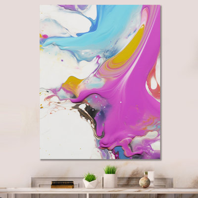 " Fushia Pink And Light Blue Fluid Illusions I "