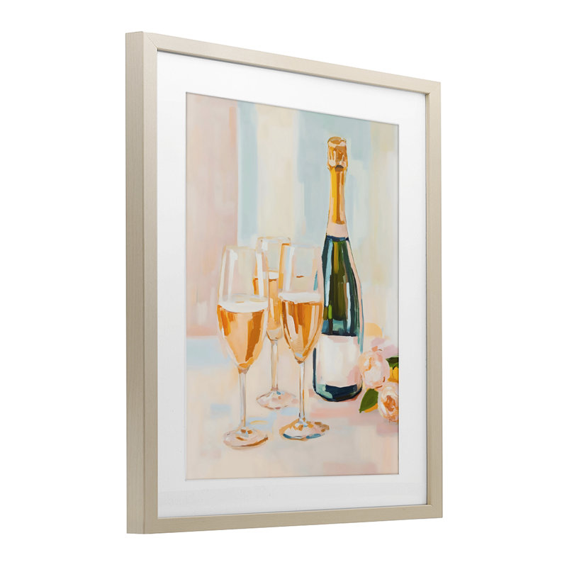 «Champagne Triple Toast», reproduction imprimée sous verre, conception de The Prints Vibe, 16 x 13