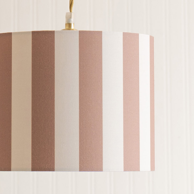 Tagle Blended Fabric Drum Lamp Shade ( Slip-On ), Brown/Cream, 22cm H x 29.5cm W x 29.5cm D