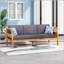 Canapé d'extérieur ASTON 3 SEATER avec accoudoirs encastrés et structure en bois d'acacia durable, parfait pour une détente élégante et confortable.