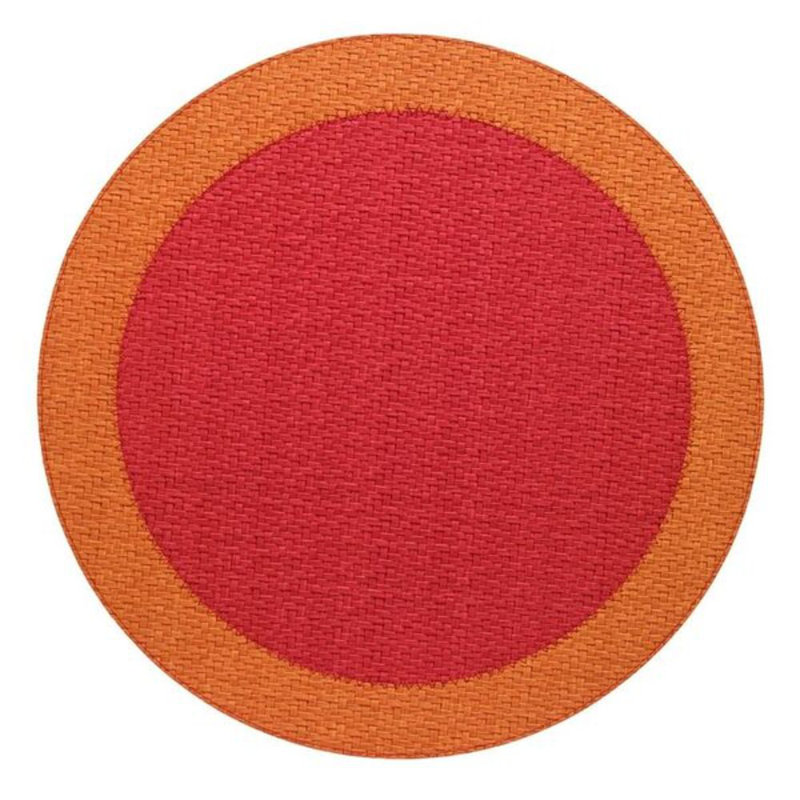 Halo Vinyl Round Placemat, Tomato/Pumpkin