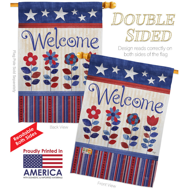 Double Sided 40 in. H x 28 in. W Polyester Independence Day Flag set
