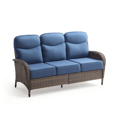 Himonia 70.5 Wide Straight Outdoor Wicker Patio Sofa With 6" Thick Cushions