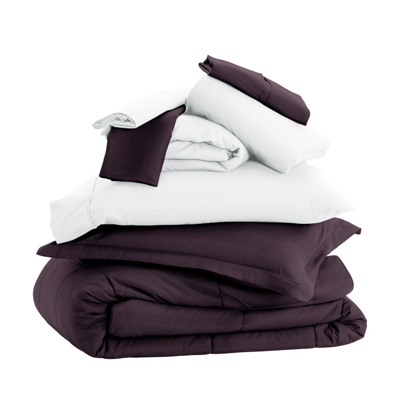 Simply Soft 8 Piece Microfiber Complete Bedding Set, Purple, King + 7 Pieces Included