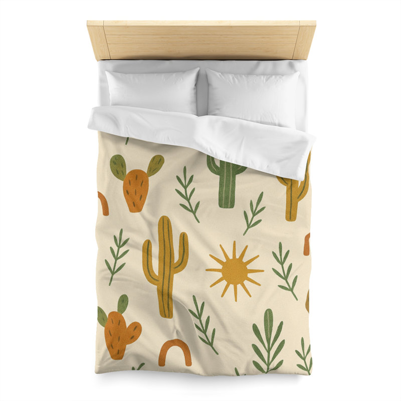 Microfiber Duvet Cover Boho Style, Design 23, Orange/Yellow/Green/White, Twin Duvet Cover