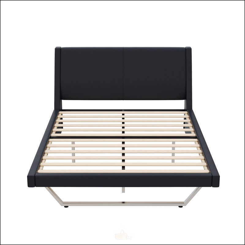 Base de lit tapissier grand, Noir, Grand lit