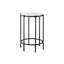Table d'appoint ronde compacte: plateau en stratifié de chêne délavé et base en métal noir pour le salon, la chambre et les petits pieds contemporains