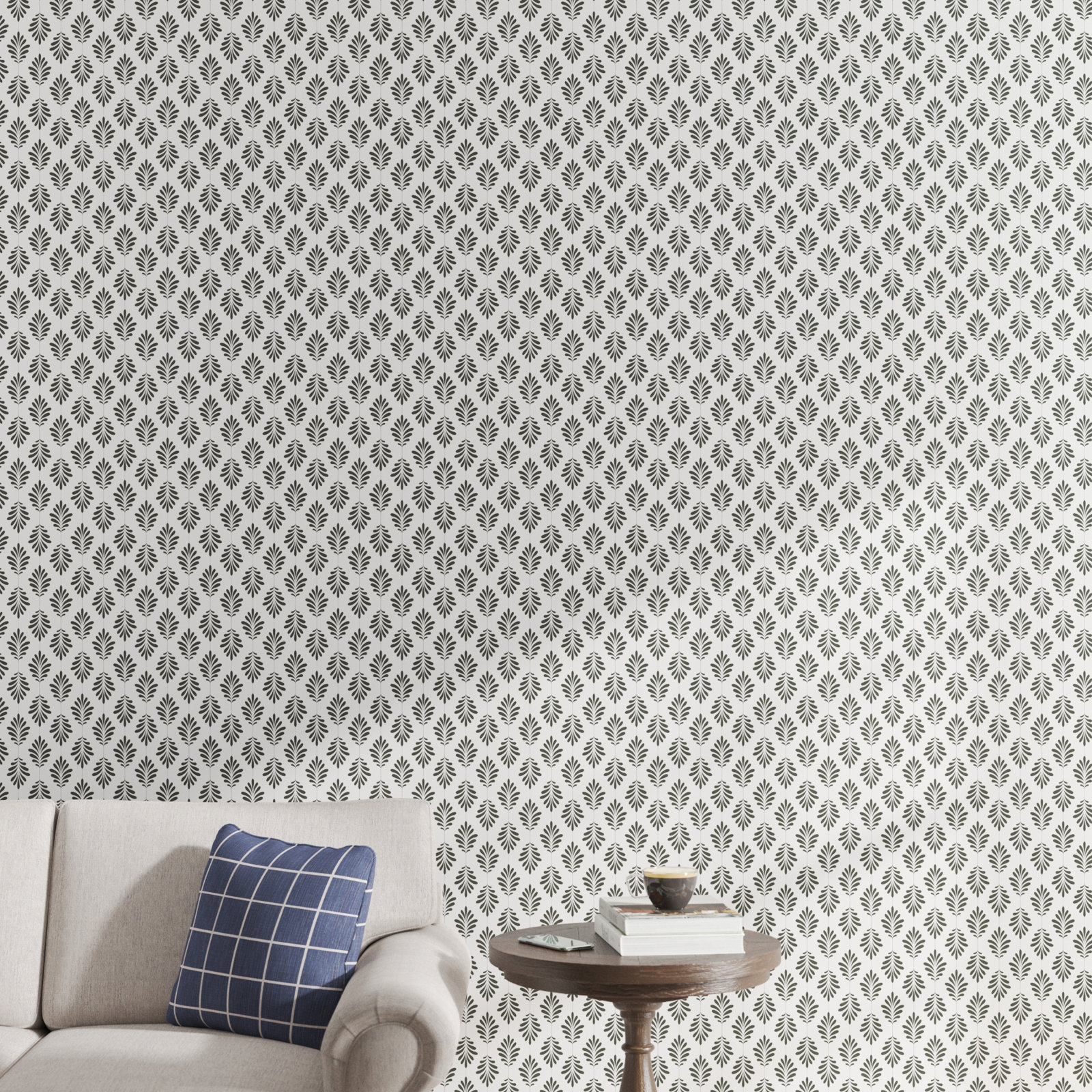 Saskia Modern Floral Wallpaper, Black/White