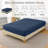 Diamond-patterned ultrasonic waterproof quilted fitted sheet, navy blue, Full size-119666446-123492190