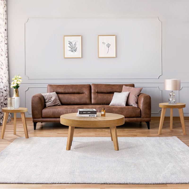 Keteria 3-Piece Living Room Table Set, Natural Wood