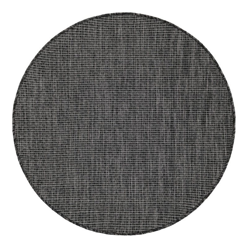 Avaughn Black Indoor/Outdoor Area Rug, Round 6'1", Black