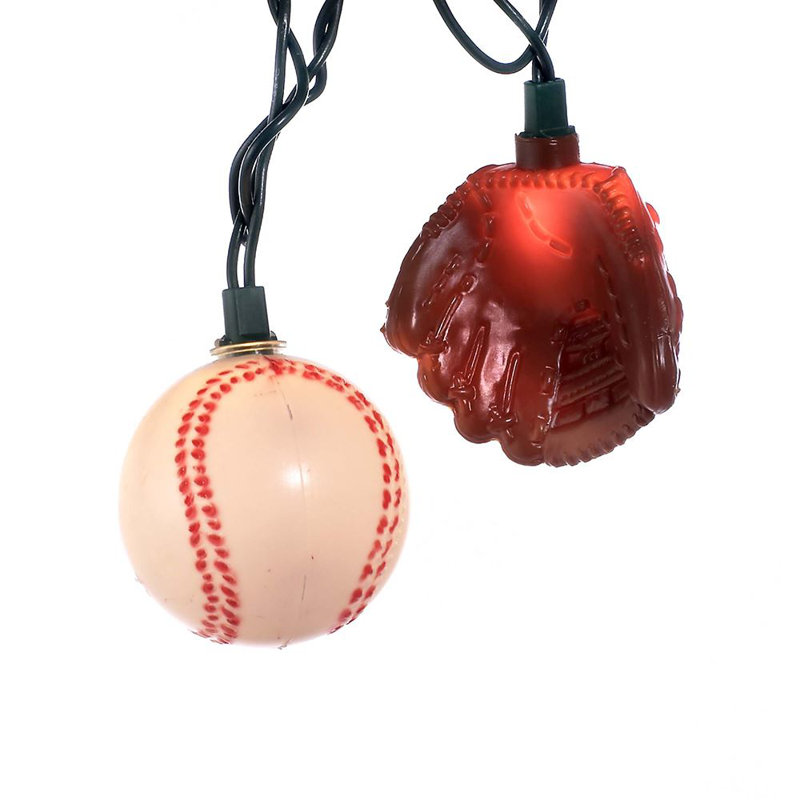 Kurt Adler Indoor/Outdoor UL 10-Light Baseball and Glove Light Set, 9ft