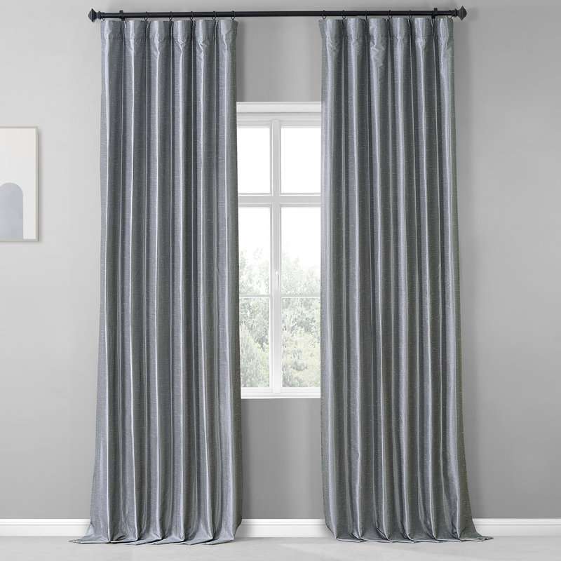 Faux Silk Curtains for Bedroom Blackout Curtains for Living Room Large Window Single Panel Drapes, 50" W x 108" L
