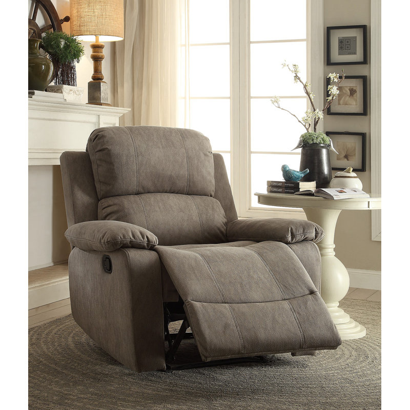 Fauteuil inclinable gris poli avec accoudoirs coussinés