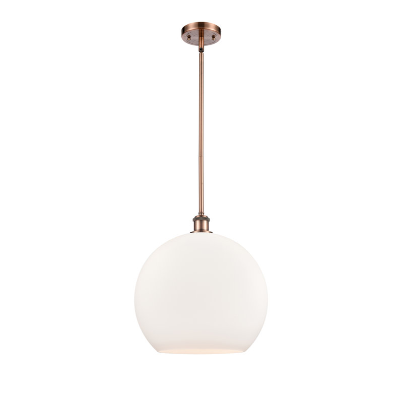 Luminaire suspendu sphère 1 lumière Cindi, Cuivre antique, Blanc, H 16,38 po x l 13,75 po x P 13,75 po