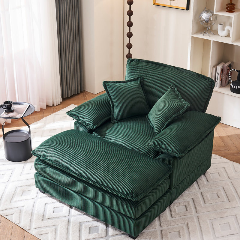 Canapé inclinable en velours côtelé 46,9 po, Vert