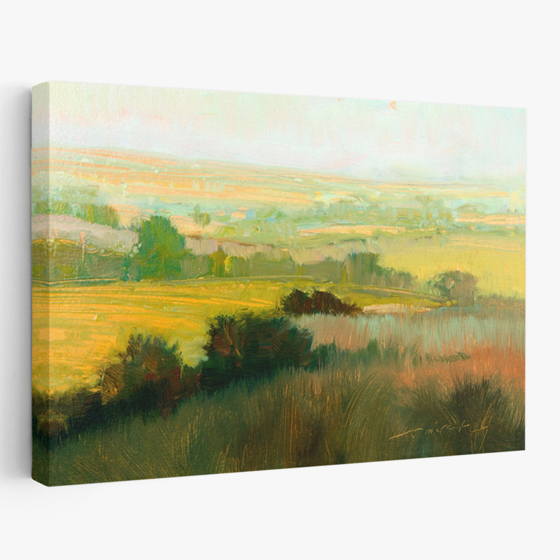 Brume matinale - Art abstrait paysages, H 16 po x l 24 po