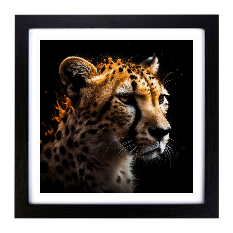Cheetah Liquify - Framed Print, Black
