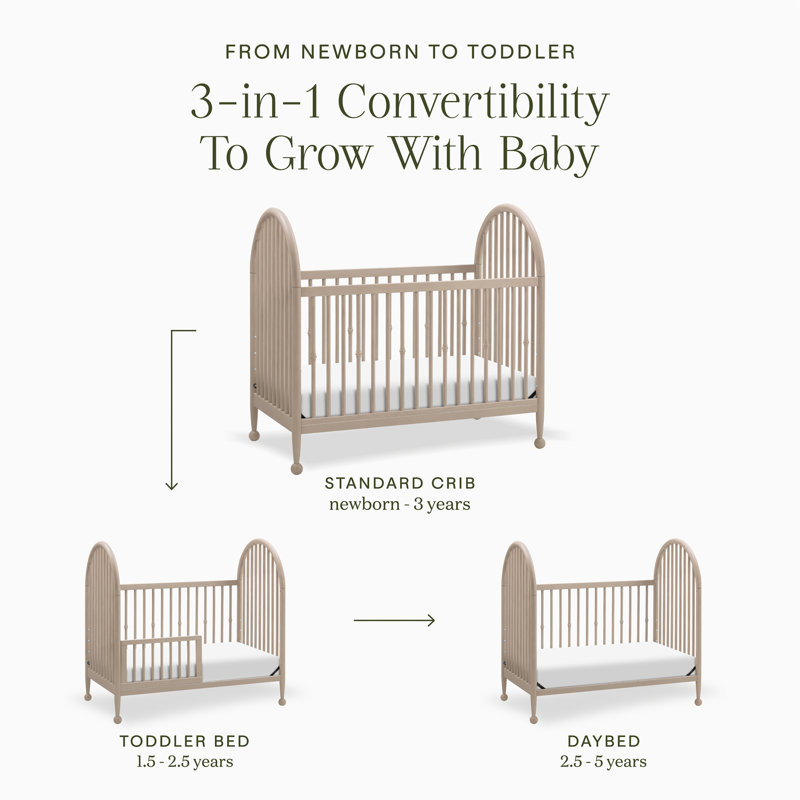 Greenguard Gold Certified 3 -in-1 Convertible Crib, Washed Pine