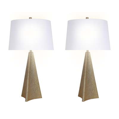 Golden Apex Ceramic Table Lamp - Electroplated Gold - Set of 2