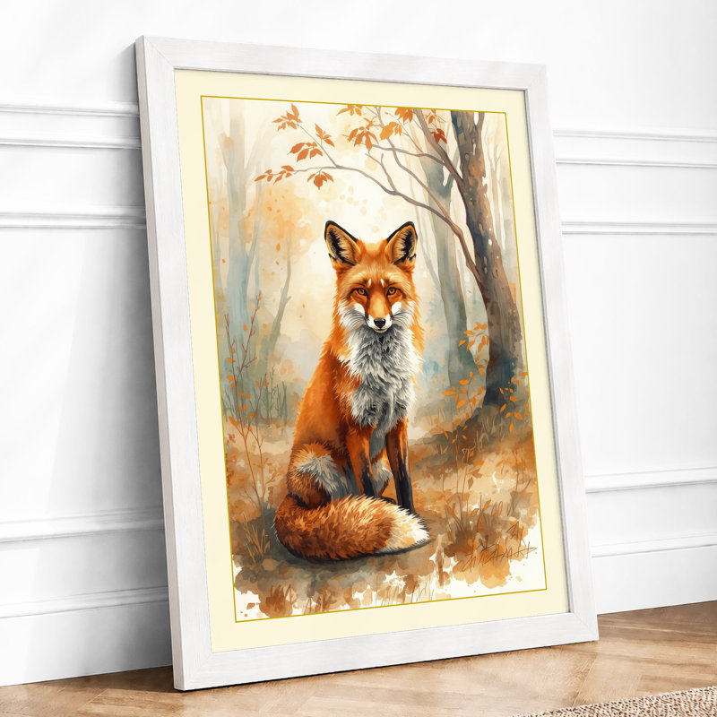 Fox in the Clearing Boho - Framed Print, A4 - 29.7 x 21.0 cm, White