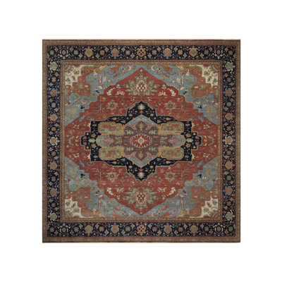Tapis oriental carré rouge en laine noué à la main 15 pi 10 po x 16 pi 2 po - MOA10291404