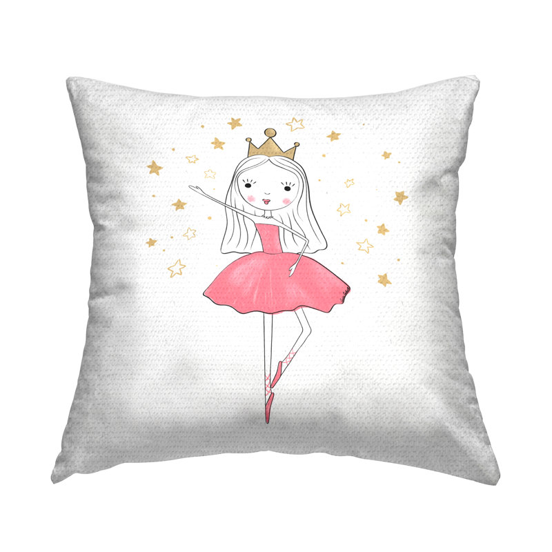 Coussin d'extérieur imprimé Happy Ballerina Princess par Amanda Hilburn