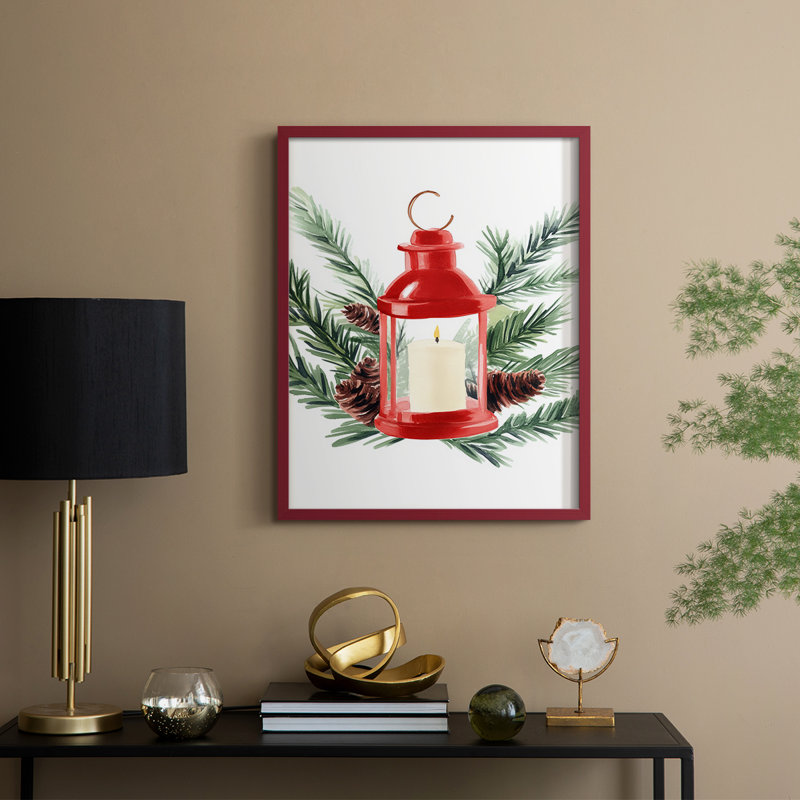 «Christmas Holiday Art» CECL XXVI, reproduction d'art encadrée - bois massif, H 30 po x l 24 po, Rouge