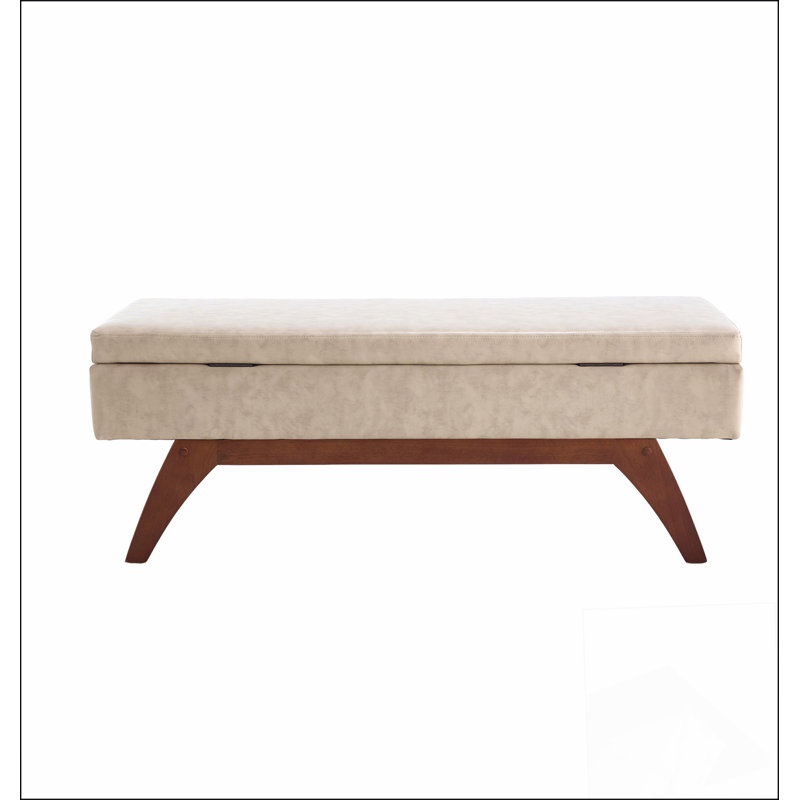 Tissu en laine Teddy, pieds en bois massif pour le pesage massif et tabouret de lit avec fonction de rangement, Chameau