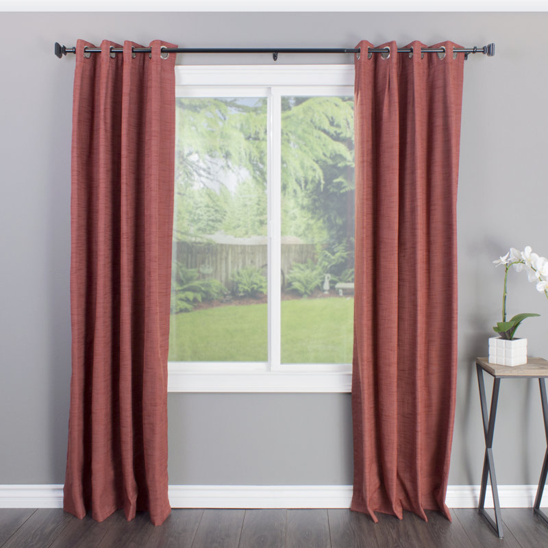 Fleurette Metal Adjustable Single Curtain Rod, 36" - 72" W, Espresso