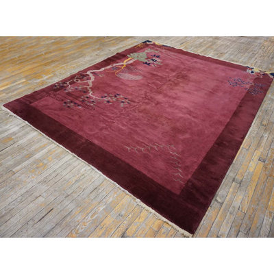 Antique Floral Wool Hand Knotted Pile Purple / Lavender Mauve 1925 Rug