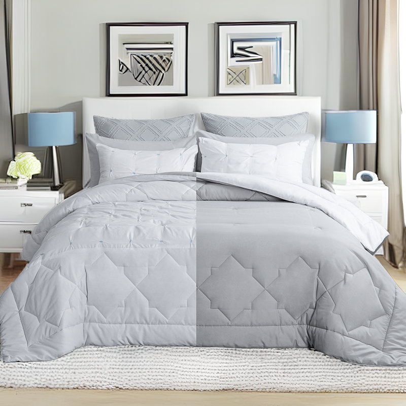 Ensemble d'édredon Tauber Percale, Édredon très grand et 2 taies décoratives stand, Blanc
