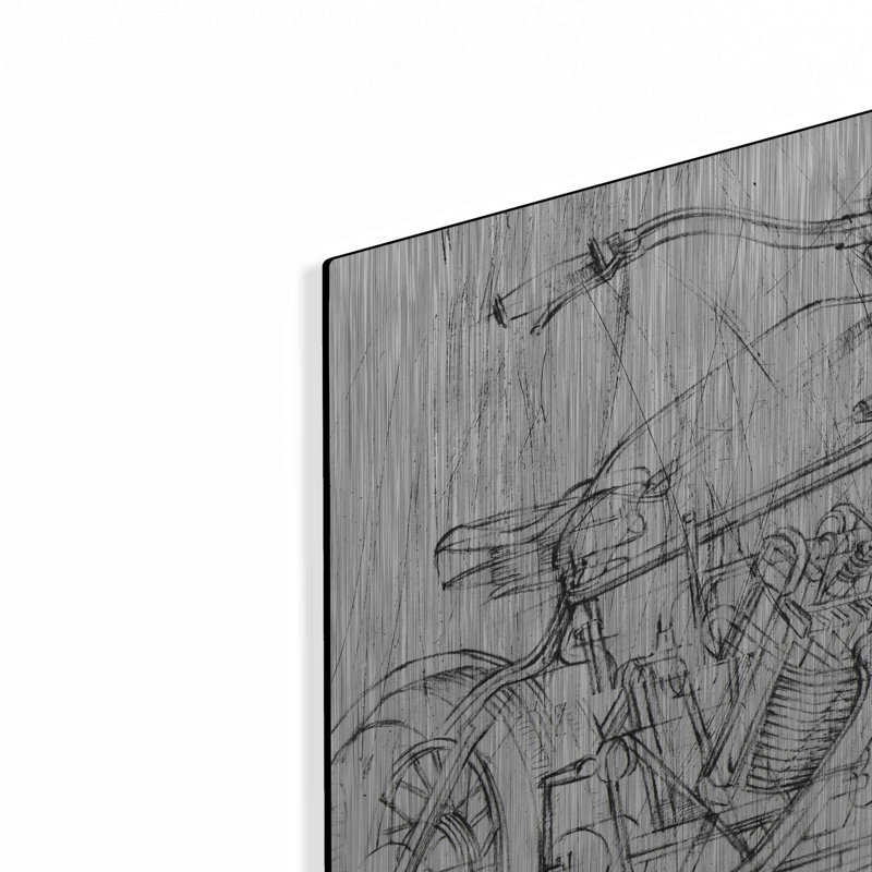 «Inverted Moto Mécanic S croquis I» par Ethan Harper, art mural en métal, H 16 po x l 24 po