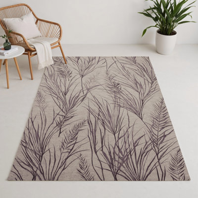 Tapis d'intérieur et d'extérieur gris Botanical