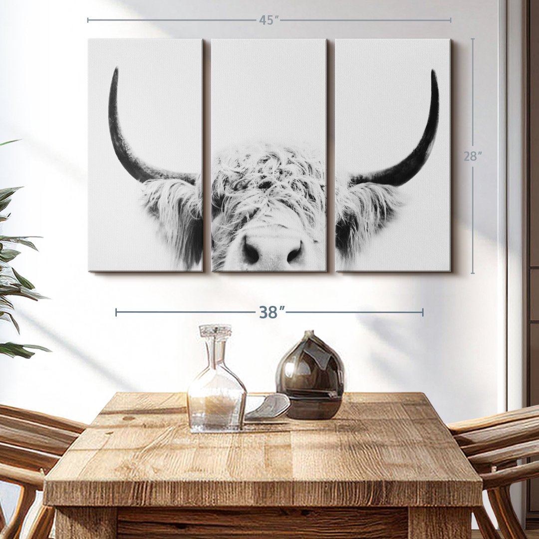 " Peeking Cow Black And White " 3 - Pieces Elephant Stock Overall 