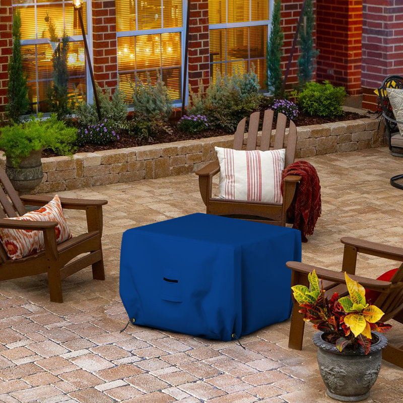 AEGEAN Square Fire Pit Cover, 1000D Heavy Duty Waterproof LAUREAN Patio Fire Pit Table Cover, UV & Tear-Resistant Bell Gas Fireplace Cover with Air Vents and Drawstrings