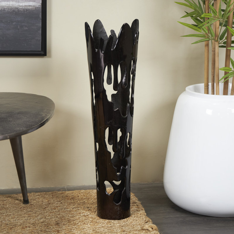 Moderna Aluminum Floor Vase, Black