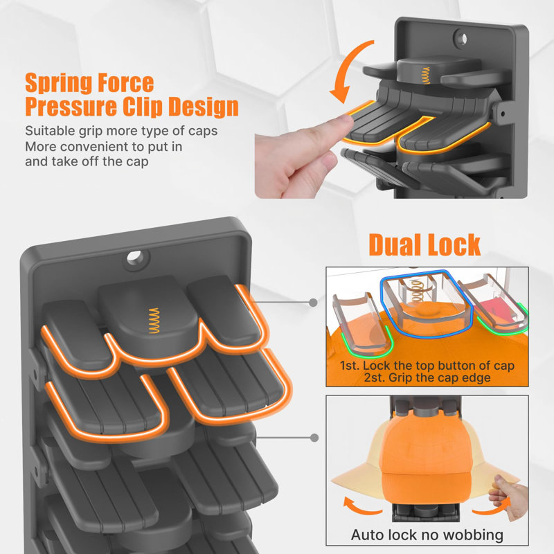 2-Pack Baseball Cap Organizer,Wall Mounted Coat Rack