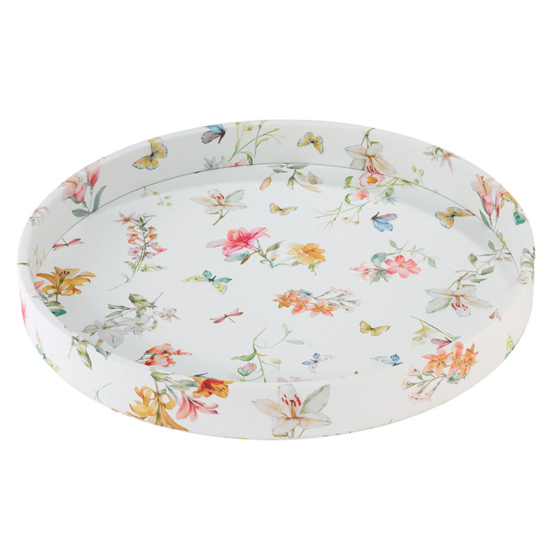 Lily Garden 100% Pthalate-free Vinyl Decorative Tray, 16"W x 16"D x 2"H, Round
